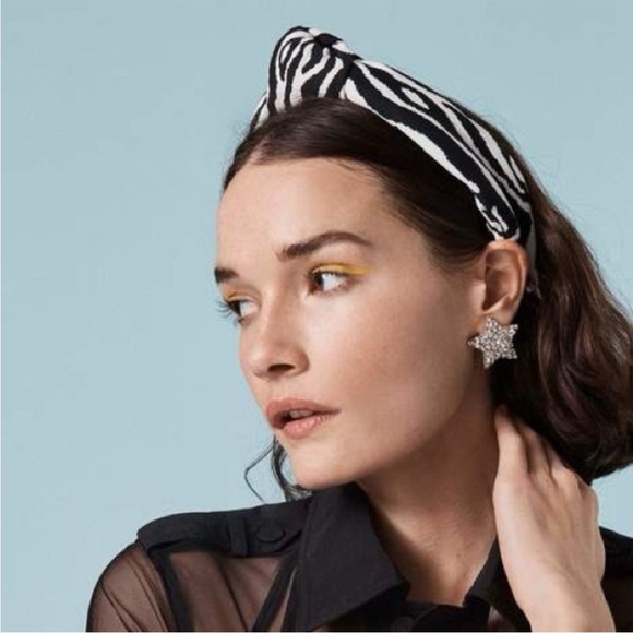 LELE SADOUGHI X SOLID AND STRIPED KNOTTED HEADBAND BLACK WHITE ZEBRA STRIPE NWOT main image 4